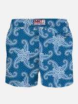 Herren-Badeshorts aus leichtem Stoff mit blauem Paisley-Print