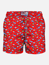 Man light fabric swim shorts with diver print