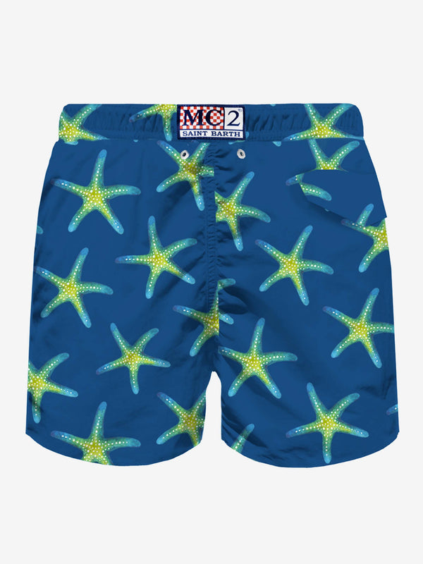 Herren-Badeshorts aus leichtem Stoff mit Marine-Print