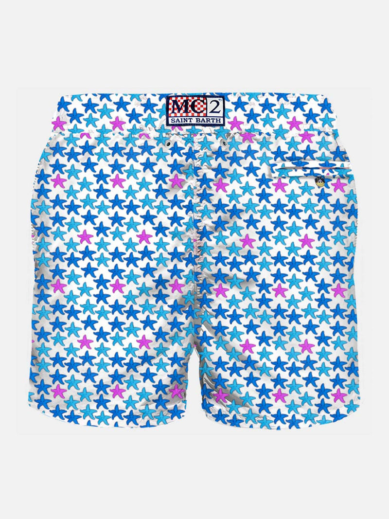 Herren-Badeshorts aus leichtem Stoff mit Seestern-Print