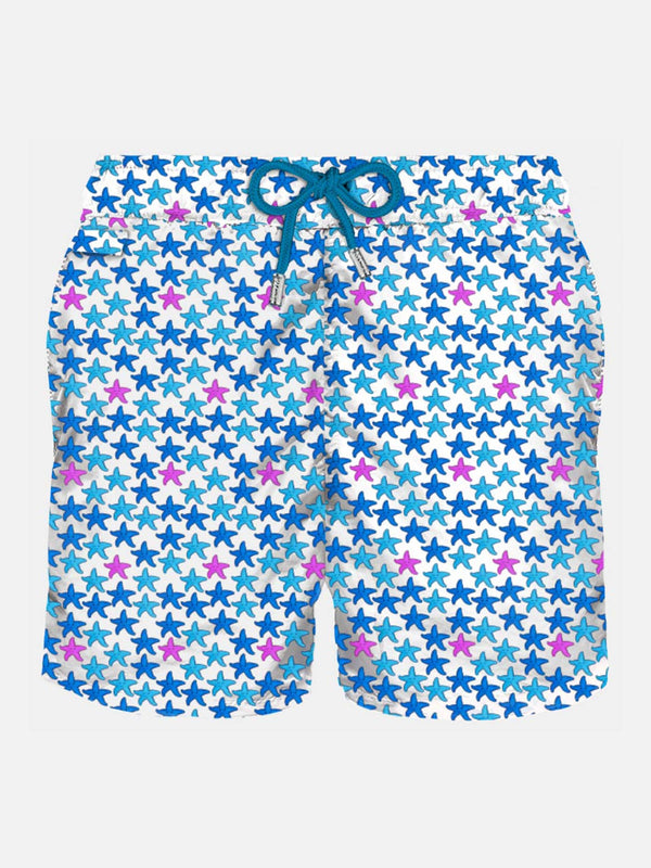 Herren-Badeshorts aus leichtem Stoff mit Seestern-Print