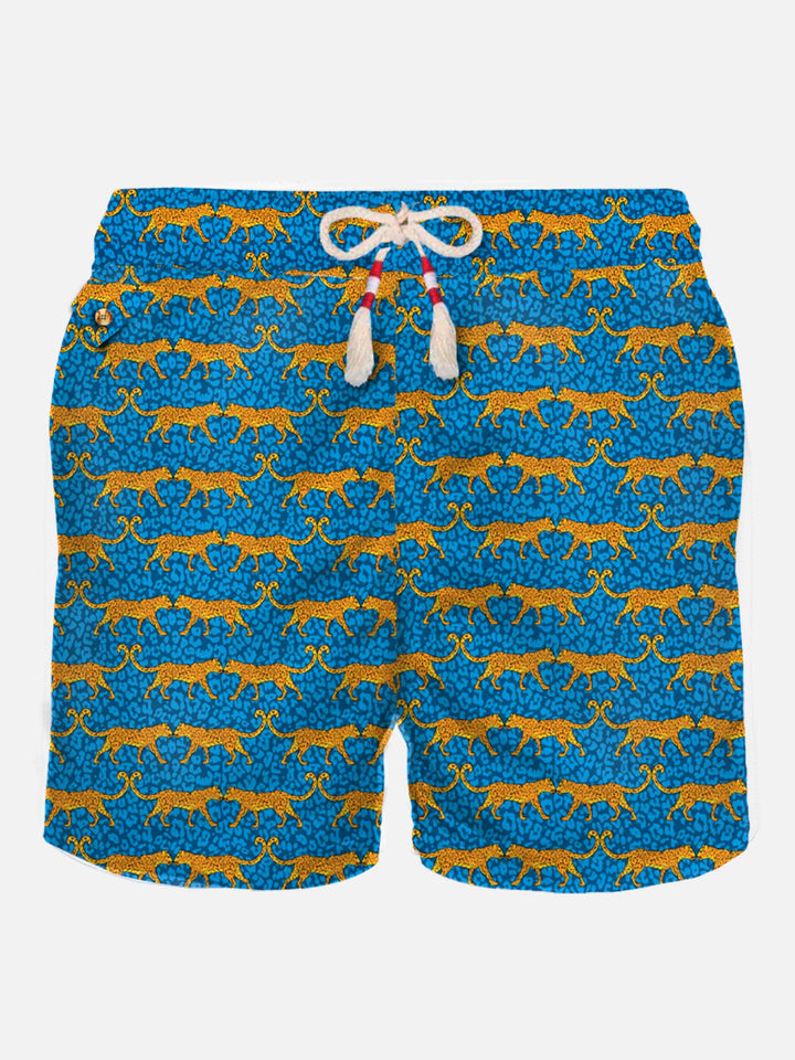Man light fabric swim shorts with wild cat print - MC2 Saint Barth