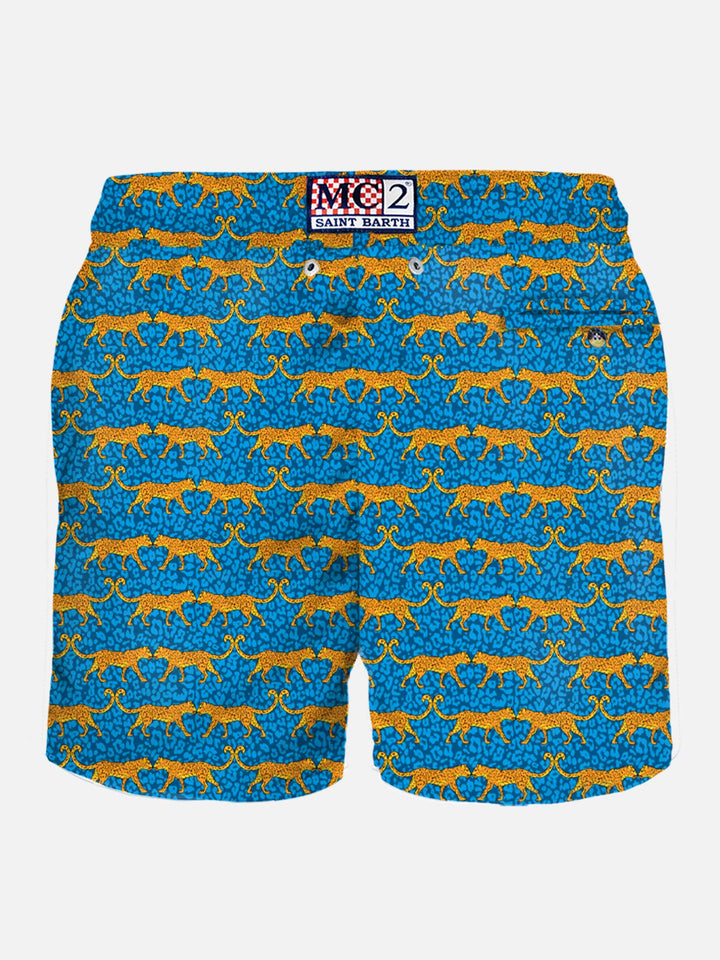 Man light fabric swim shorts with wild cat print - MC2 Saint Barth