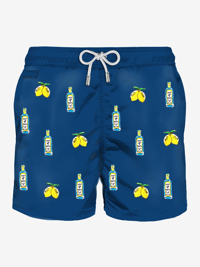 Mc2 Saint Barth Costume da bagno da uomo in tessuto leggero con ricamo gin lemon