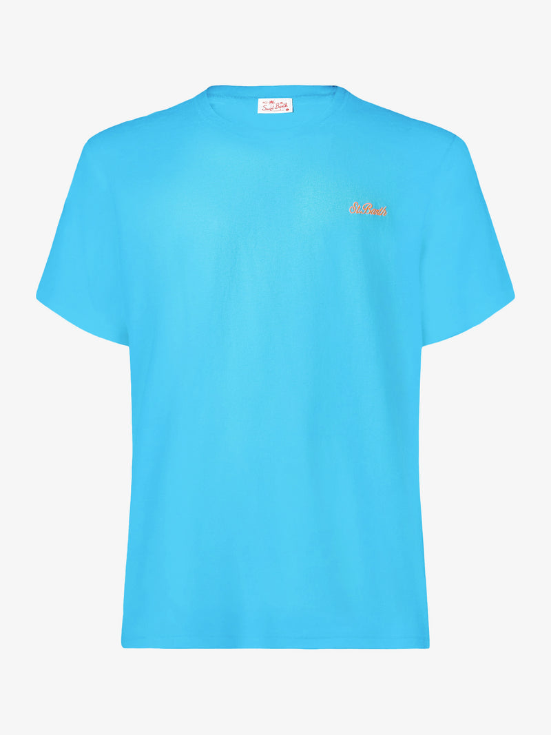 T-shirt da uomo in cotone azzurro