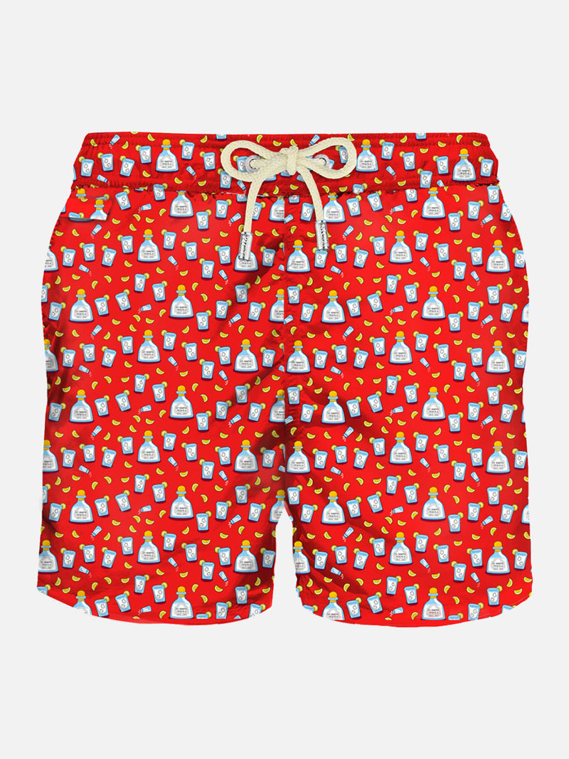 Man light fabric swim shorts with Tequila print