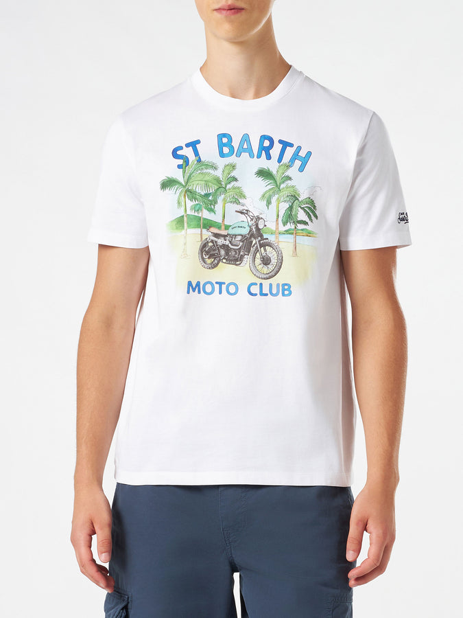 Mc2 Saint Barth T-shirt da uomo in cotone con stampa moto