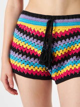 Mehrfarbige Häkelshorts