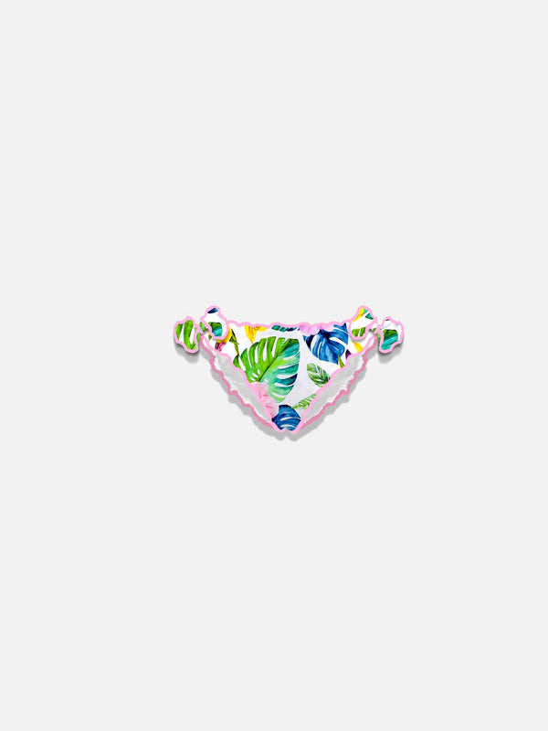 Girl swim briefs tropical print