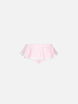 Enfant vichy print ruffled swim briefs with bows