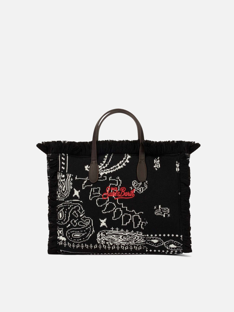 Colette Wollhandtasche mit schwarzem Bandana-Print