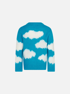Girl brushed sweater with Tra le nuvole embroidery - MC2 Saint Barth