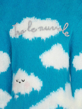 Girl brushed sweater with Tra le nuvole embroidery - MC2 Saint Barth