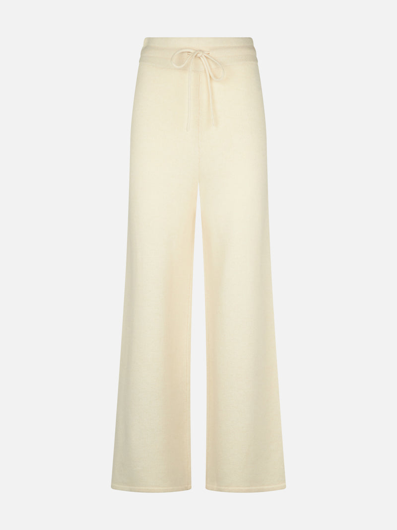 Woman off-white cashmere blend palazzo pants