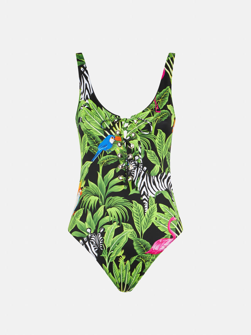 Costume intero da donna con stampa tropicale