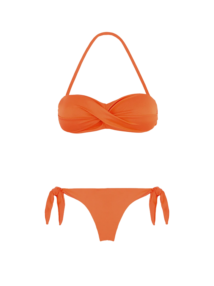 Orange Draped Bandeau Bikini - MC2 Saint Barth