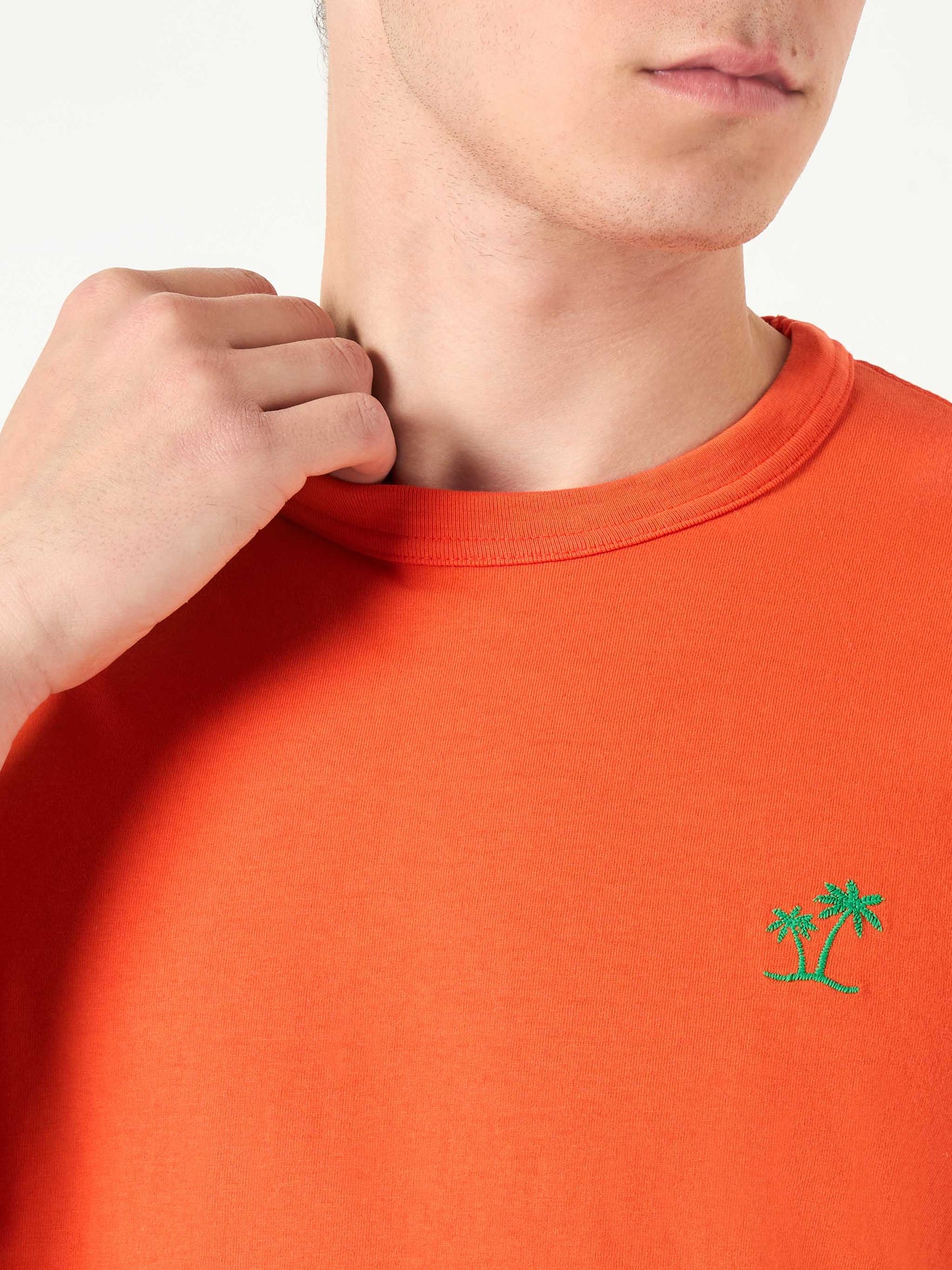 Man orange cotton t-shirt - MC2 Saint Barth