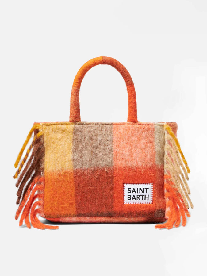 Mc2 Saint Barth Borsa a mano Colette con check multicolor e frange