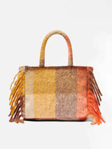 Colette-Handtasche mit mehrfarbigem Karo und Fransen