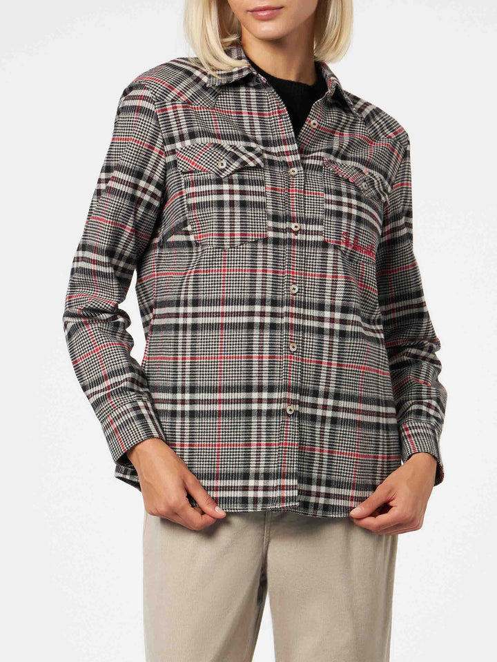 Woman velvet overshirt with Prince of Wales print - MC2 Saint Barth