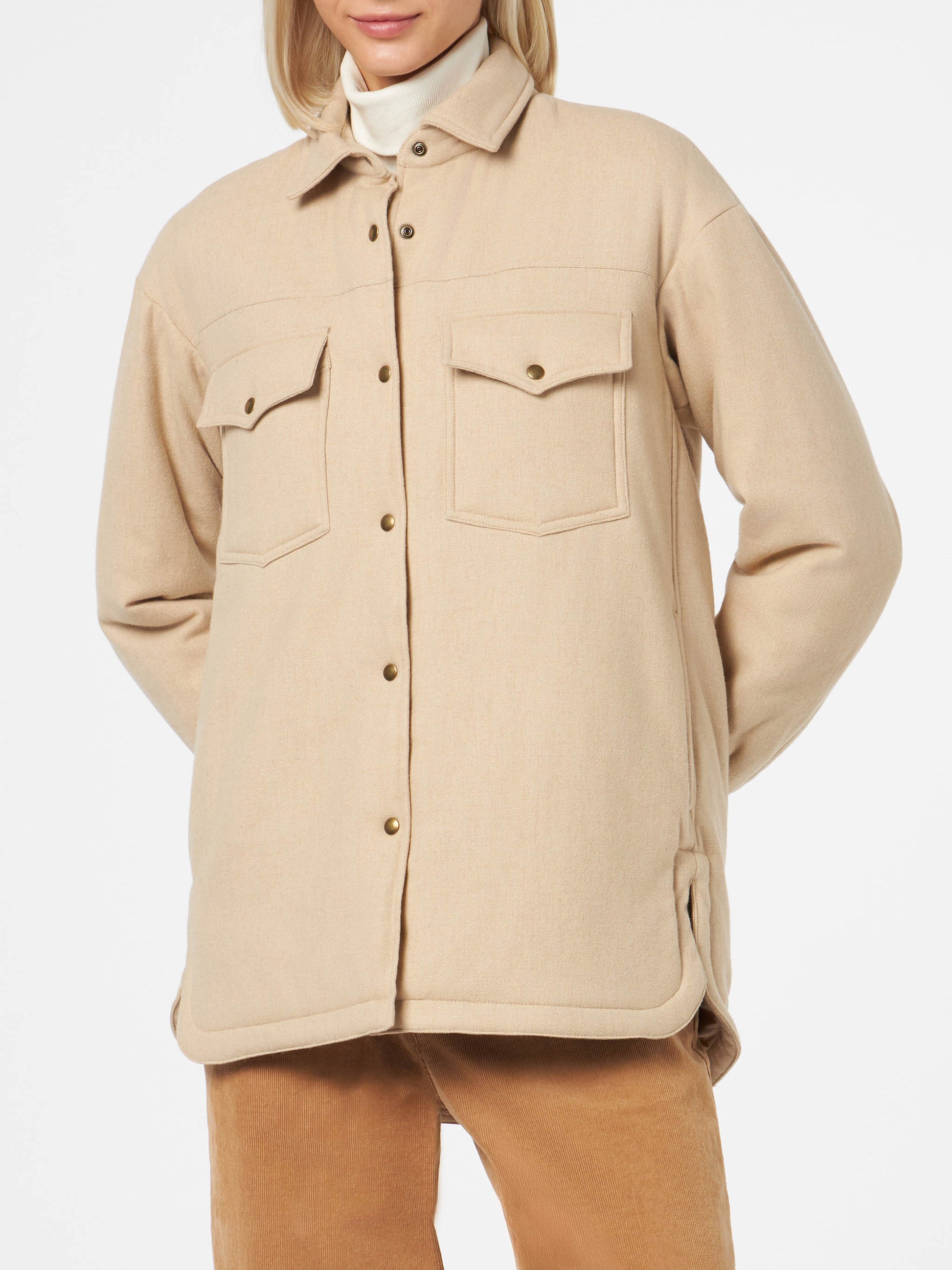 Woman wooly jacket with Saint Barth rhinestones print - MC2 Saint Barth