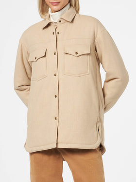 Woman wooly jacket with Saint Barth rhinestones print - MC2 Saint Barth