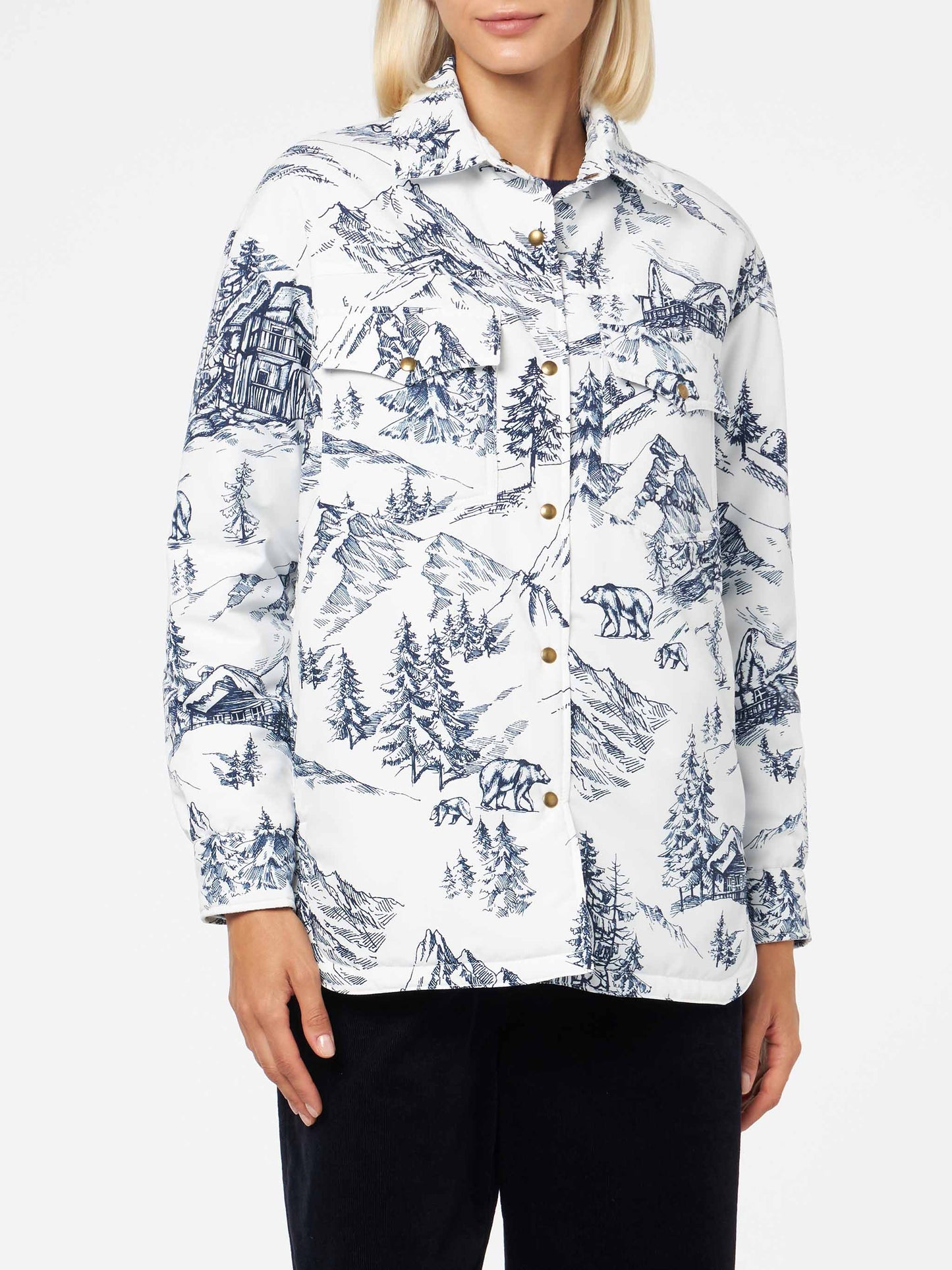 Woman quilted padded jacket with bandanna print - MC2 Saint Barth