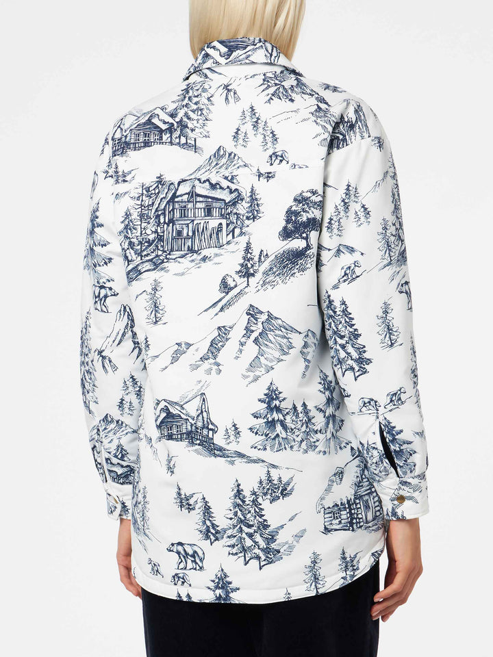 Woman quilted padded jacket with bandanna print - MC2 Saint Barth