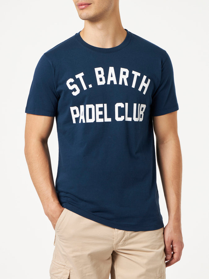 Mc2 Saint Barth T-shirt da uomo in cotone trattamento vintage con stampa St. Barth Padel Club