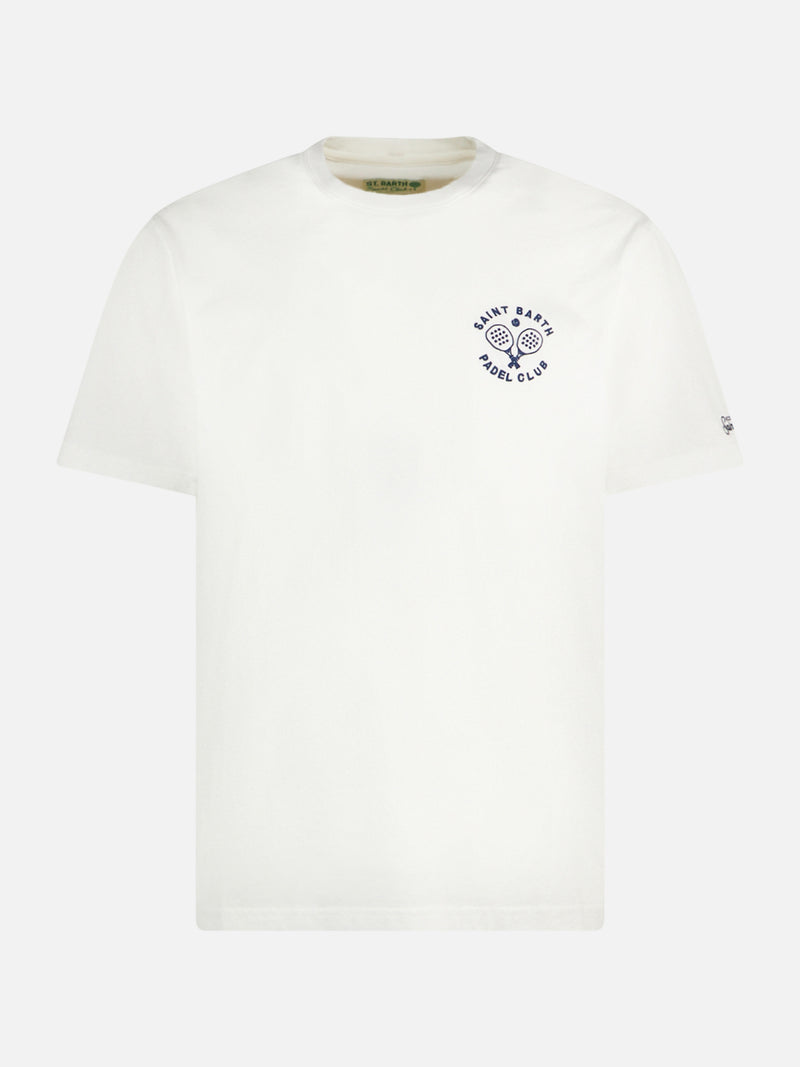 T-shirt da uomo in cotone pesante con ricamo Padel Club Saint Barth