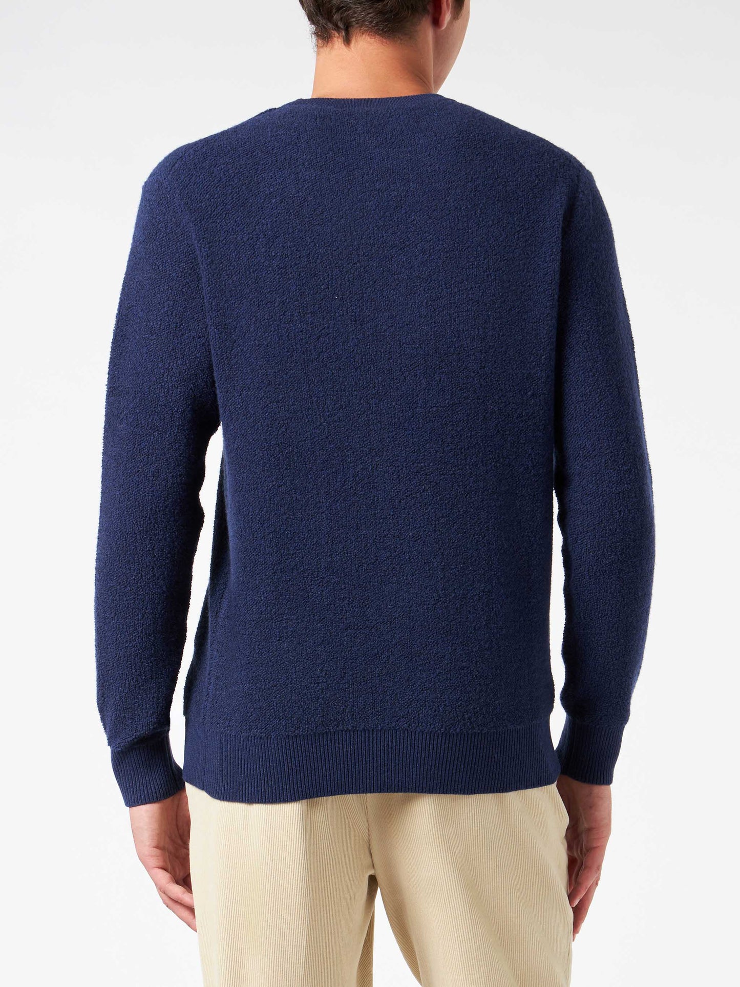 Man crewneck bluette bouclé sweater with Saint Barth Padel Club embroidery - MC2 Saint Barth