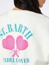 Damen-Fleece-Sweatshirt mit Aufdruck „St. Barth Padel Lover“.