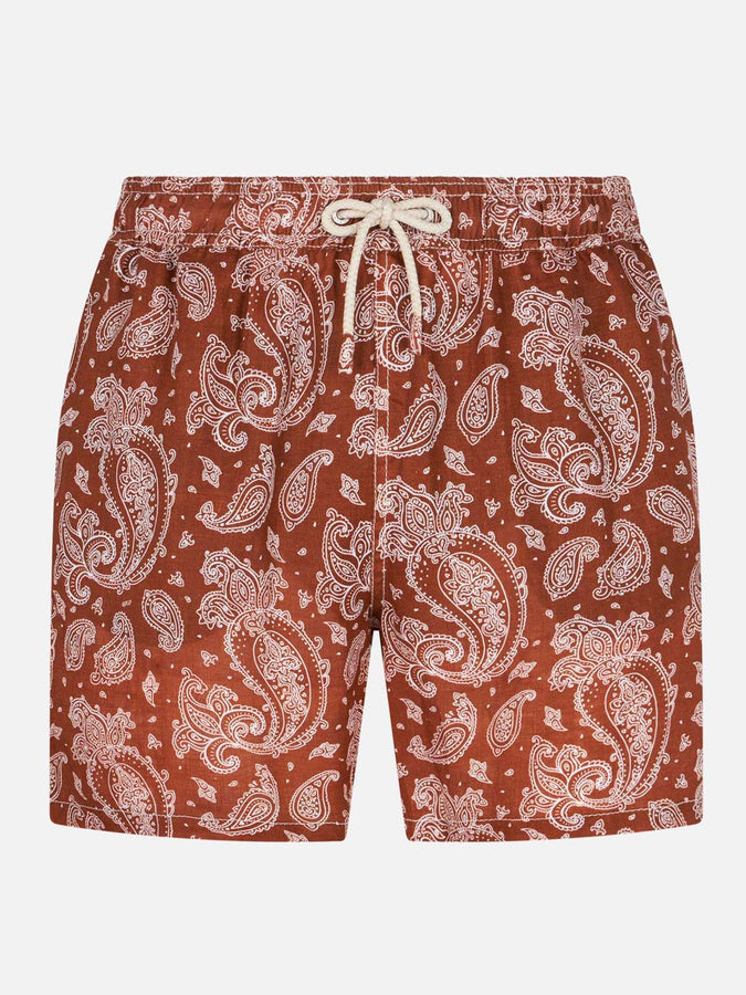 Mc2 Saint Barth Costume da bagno da uomo in lino con stampa paisley