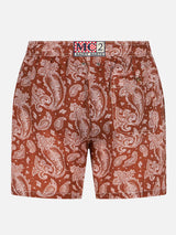 Man linen swim shorts with paisley print