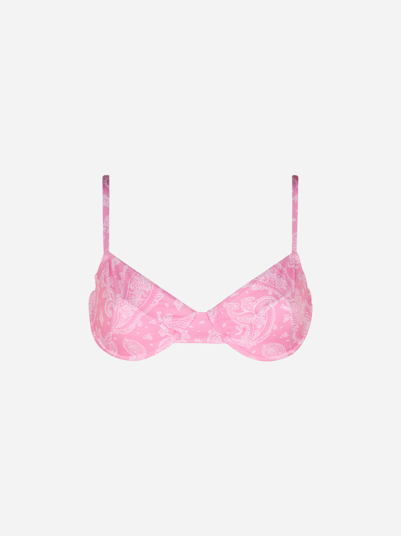 Bralette con ferretto stampa Paisley