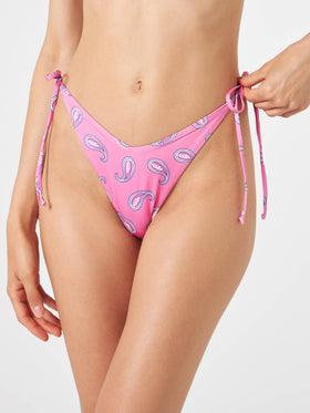 Woman cheeky swim briefs with paisley print - MC2 Saint Barth
