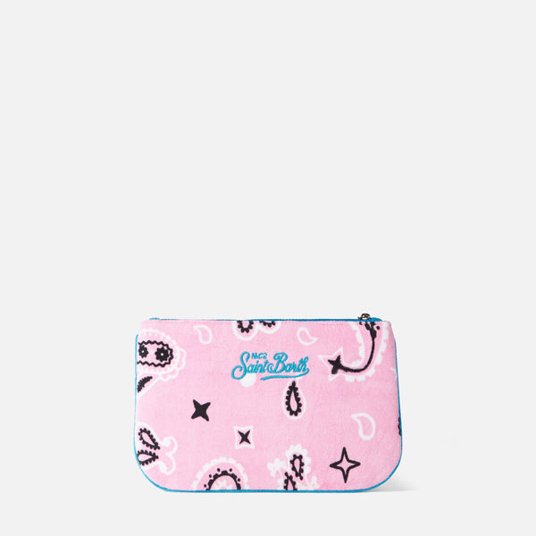 Pouch in spugna Parisienne con stampa paisley