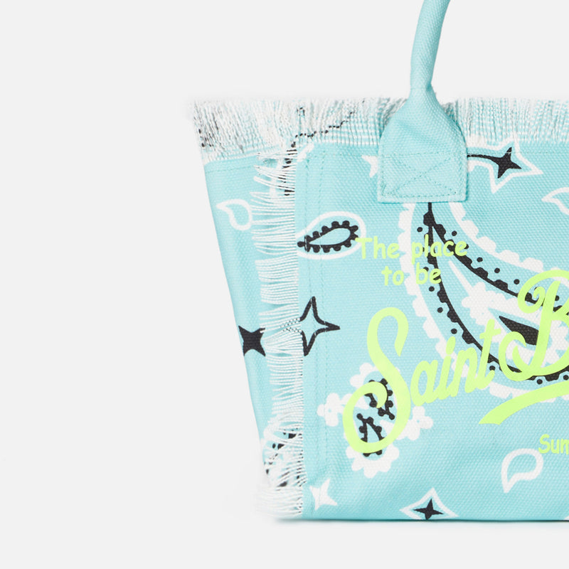 Colette wassergrüne Handtasche aus Baumwollcanvas mit Bandana-Print
