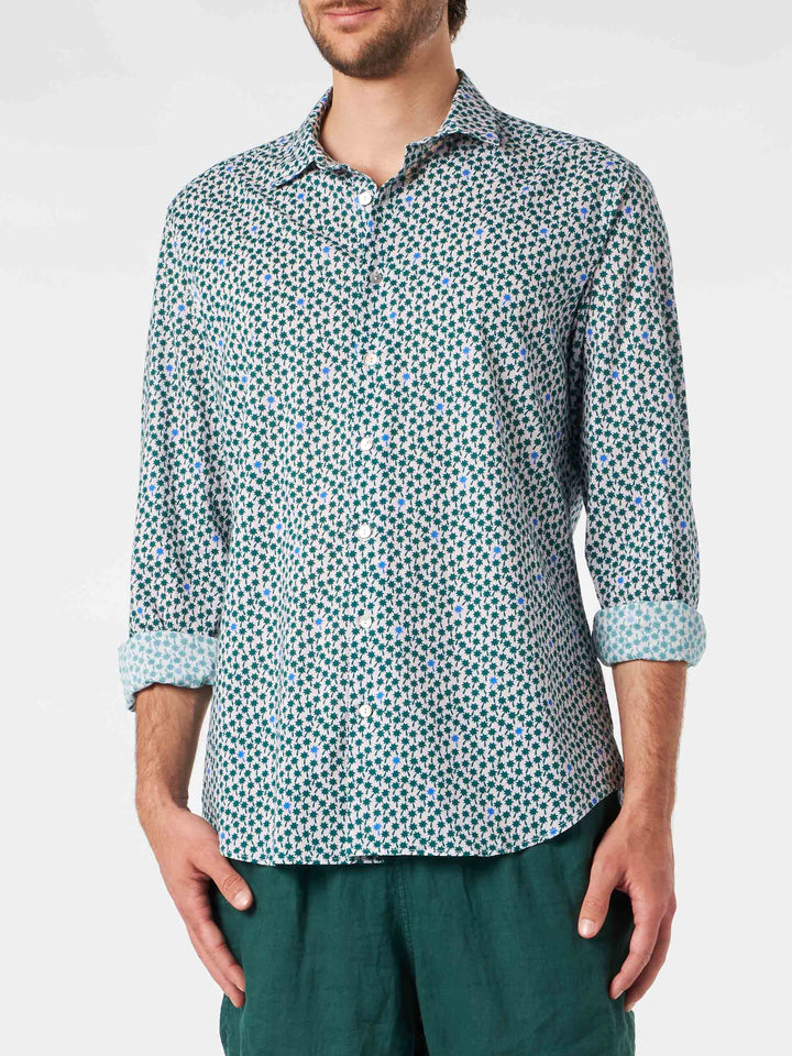 Man muslin cotton Sikelia shirt with palms print - MC2 Saint Barth