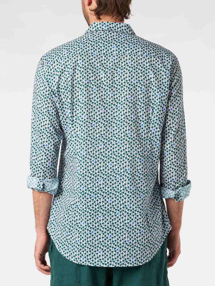 Man muslin cotton Sikelia shirt with palms print - MC2 Saint Barth