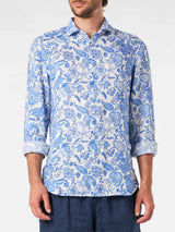 Man linen Pamplona shirt with flower print