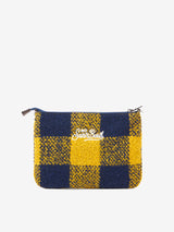 Parisienne wooly cross-body pouch bag with yellow check pattern