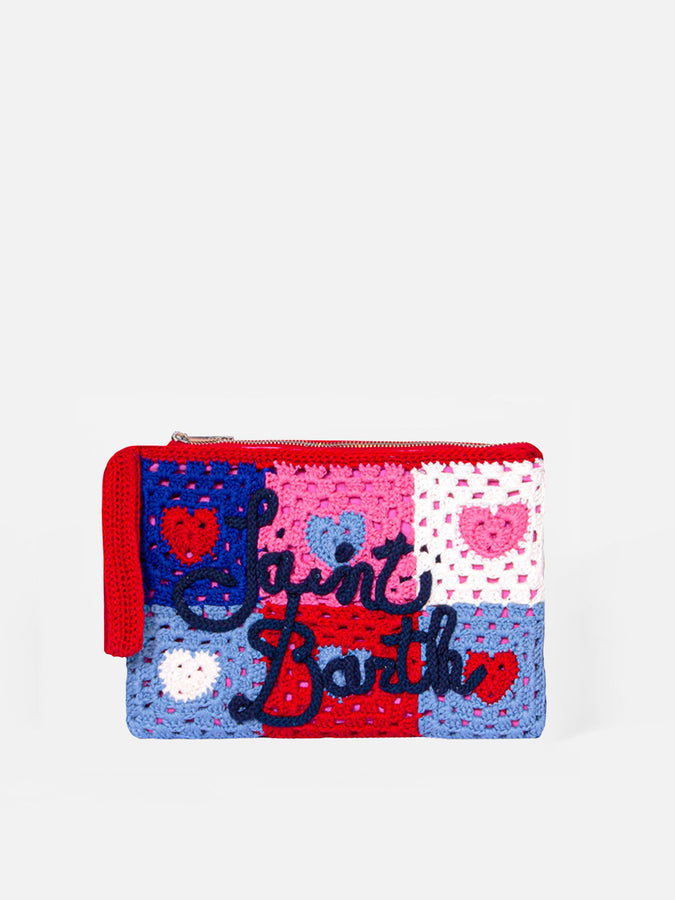 Mc2 Saint Barth Pouch Parisienne all'uncinetto con ricamo cuore