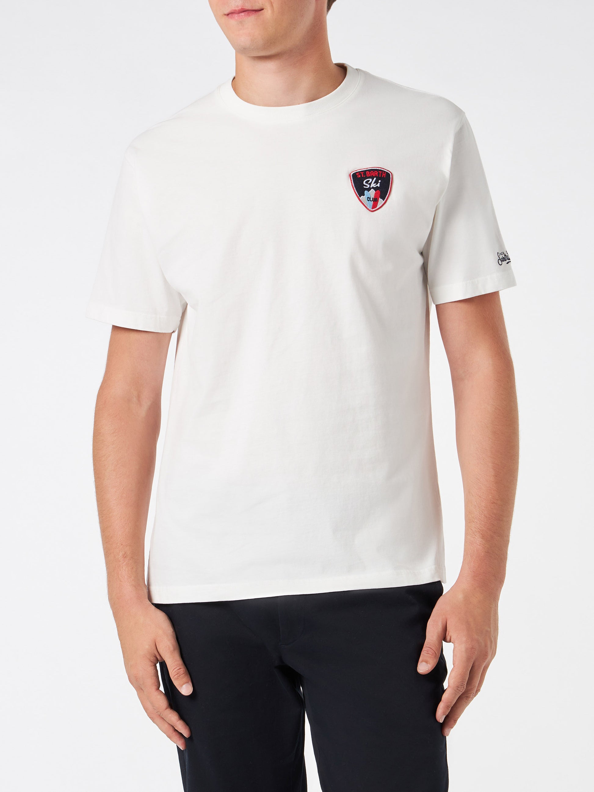 Man heavy cotton t-shirt with St. Barth Ski patch - MC2 Saint Barth