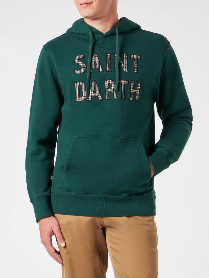 Mc2 Saint Barth Felpa da uomo verde con patch Saint Barth