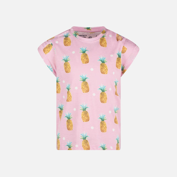 T-shirt da bambina con stampa ananas