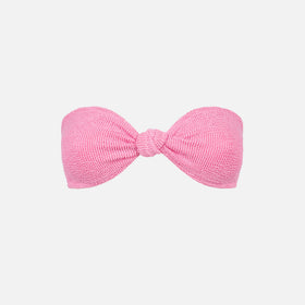 Woman pink crinkle bandeau top swimsuit with knot - MC2 Saint Barth