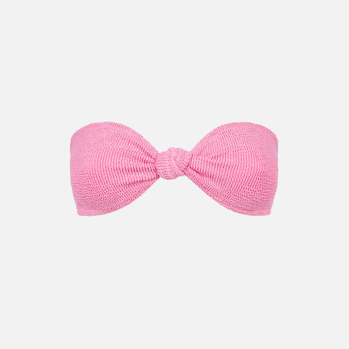 Woman pink crinkle bandeau top swimsuit with knot - MC2 Saint Barth