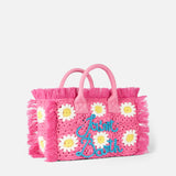 Colette handbag with crochet flower patches