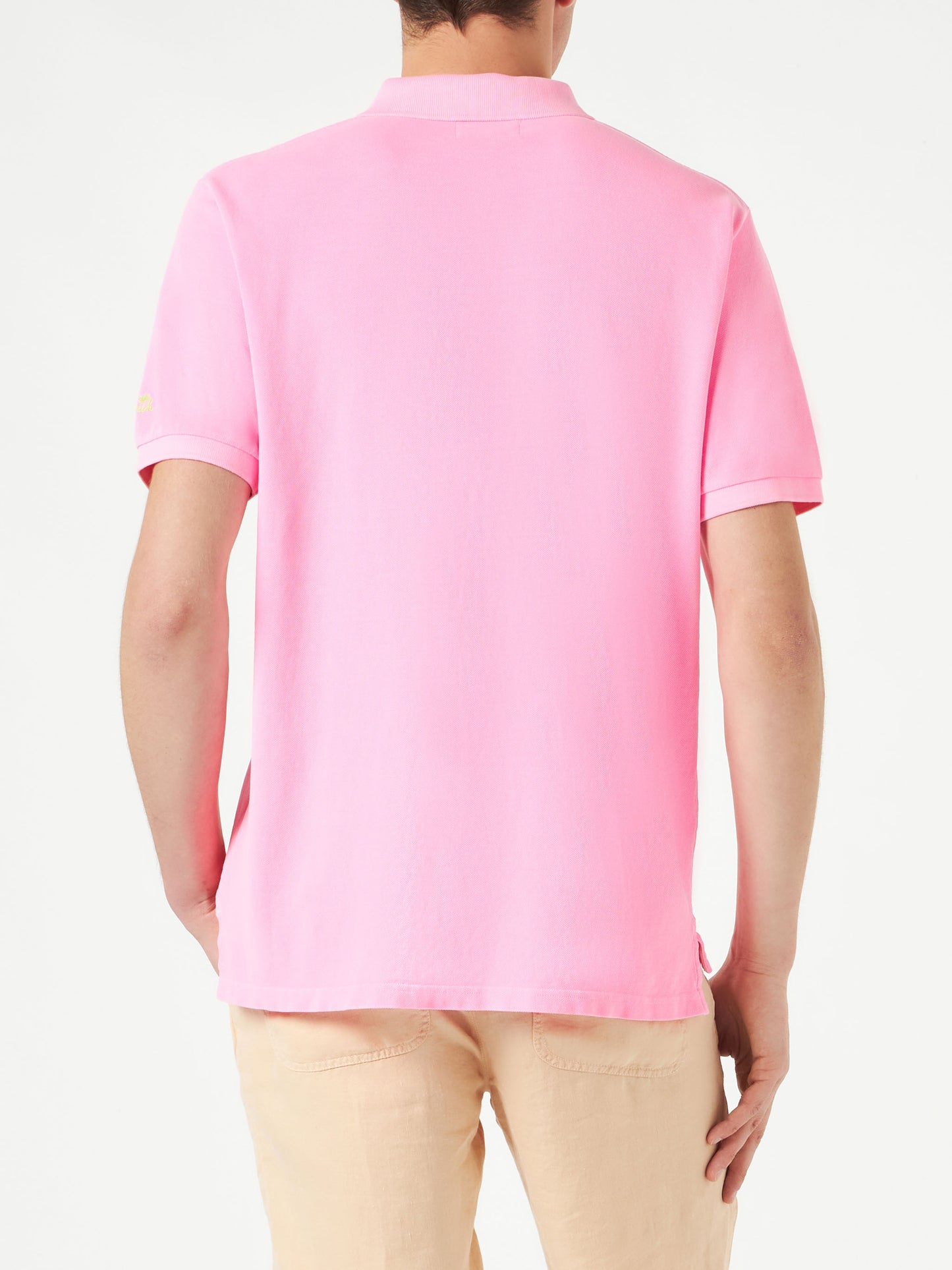 Pink piquet polo with St. Barth logo and vintage effect - MC2 Saint Barth